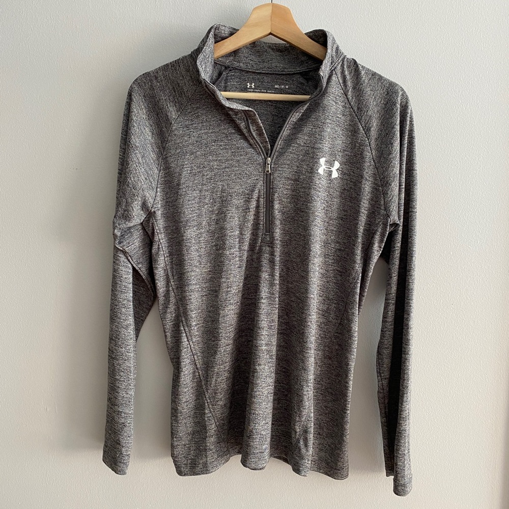 Under Armour Quarter Zip Athletic Shirt - Grey- Size M